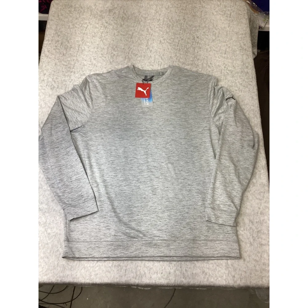 Puma Golf Cloudspun Crewneck Mens XL High Rise Heather Gray Sweater 531279 02
